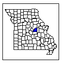 Highlighted Osage county in a small Missouri county              image.